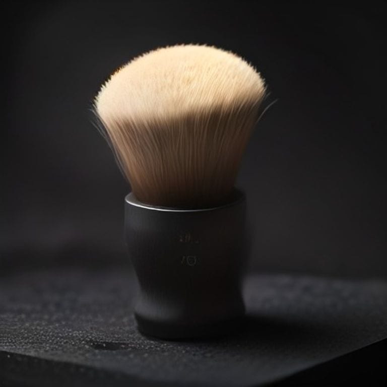 Brocha de afeitar de mango negro sobre piedra oscura